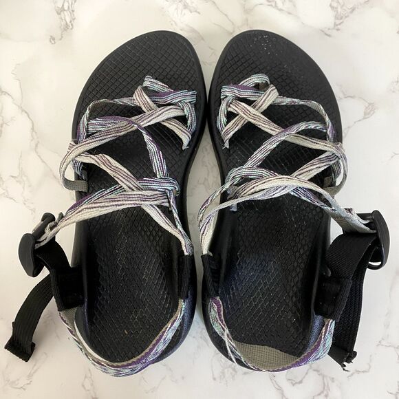 Chaco Sandals Sz‎ 6 Blue Purple Yellow Strappy Hiking Beach - Picture 4 of 10